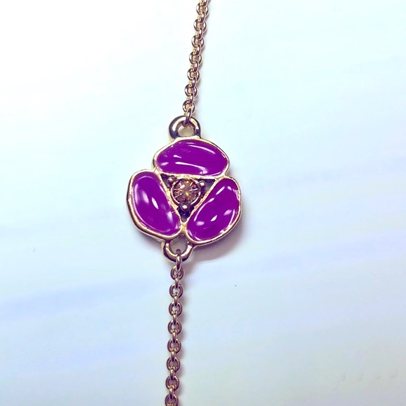 NWOT kate spade Disco Pansy Violet Necklace With Glossy Purple Blossoms - Picture 4 of 6